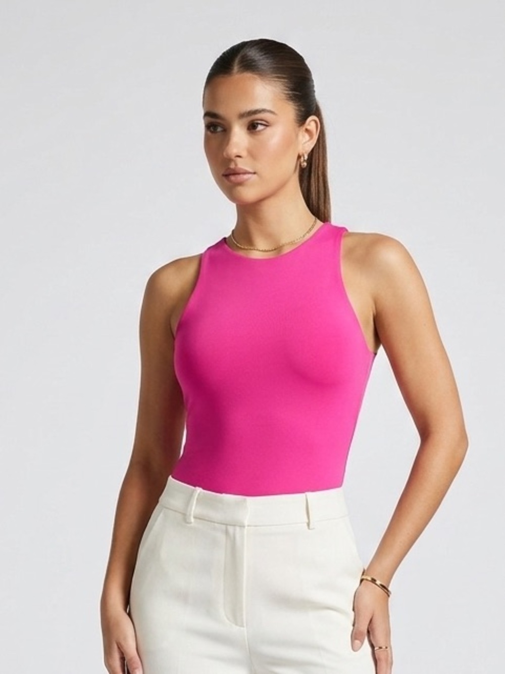 ReoRia Hot Pink Tank Bodysuit, Women’s Size Small, Smooth Stretchy